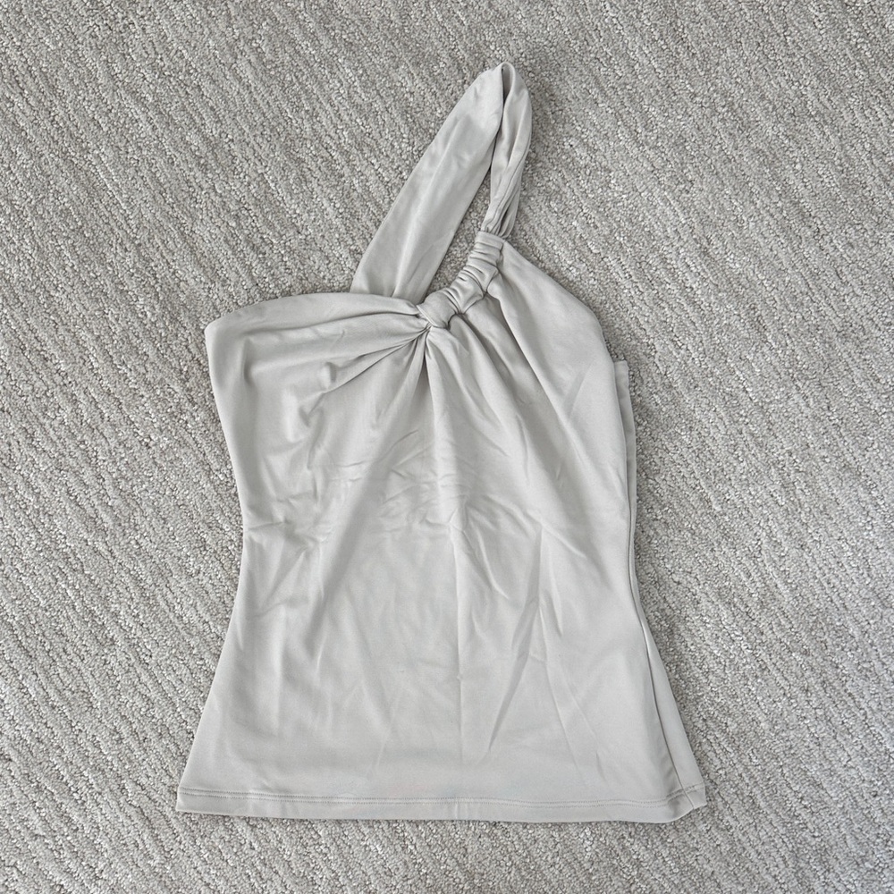 Abercrombie & Fitch One-Shoulder Twist Tank - Light Gray